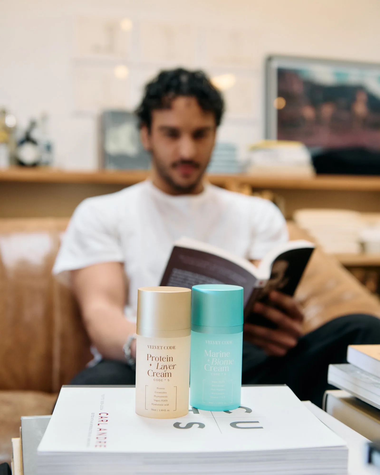 Male model reading